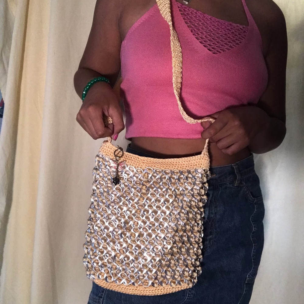 Yellow soda Pop Tab Crochet Bag
